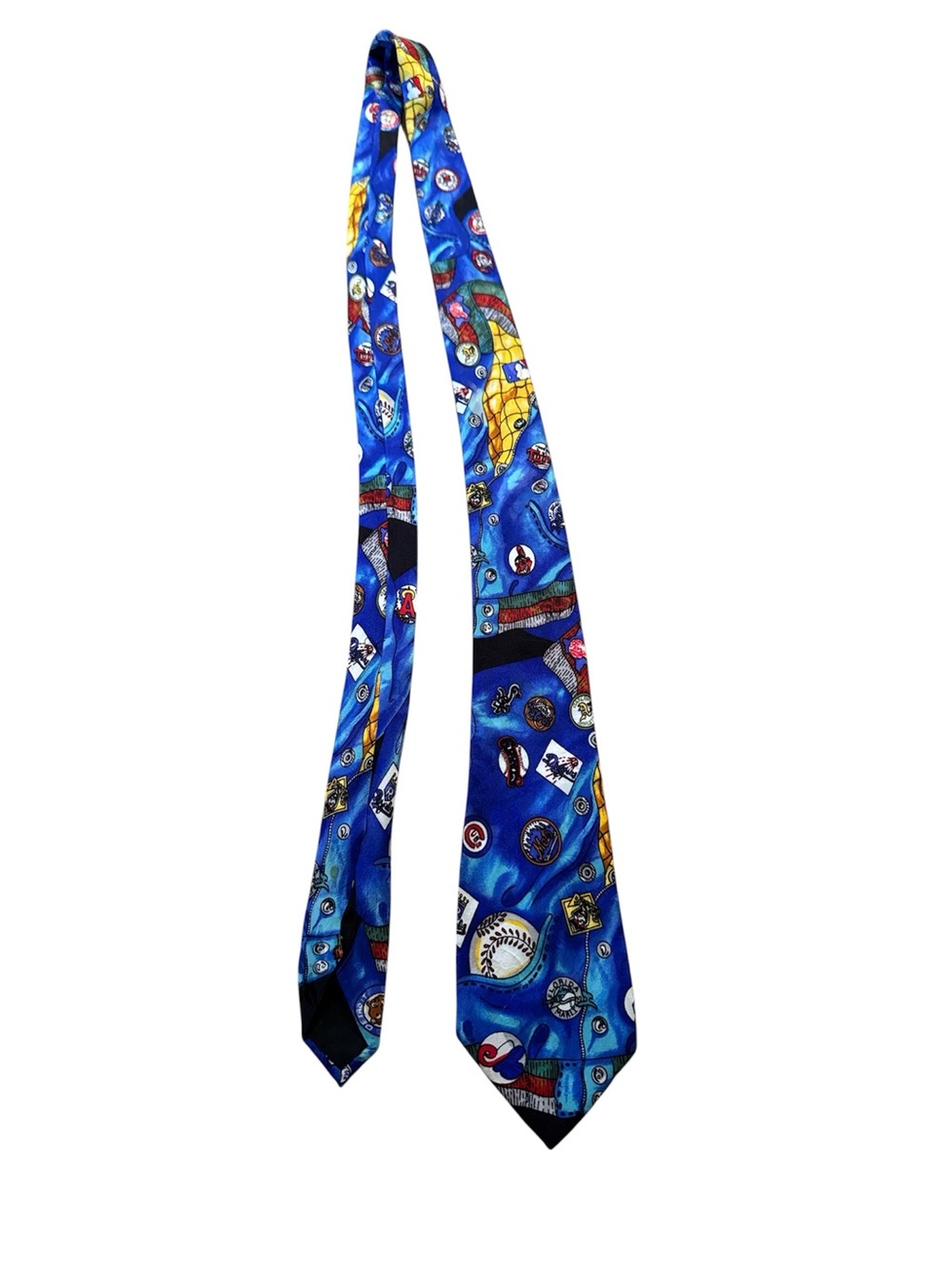 90s Nicole miller Blue Sports-Themed Silk Tie
